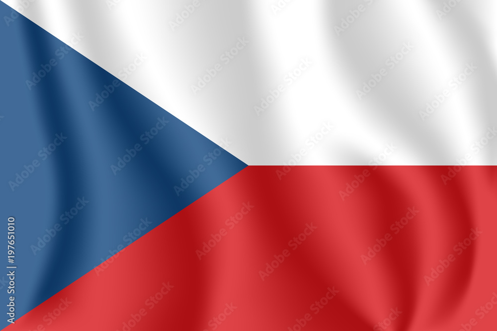 Fototapeta premium Flag of Czech Republic. Realistic waving flag of Czechia. Fabric textured flowing flag of Czech Republic.