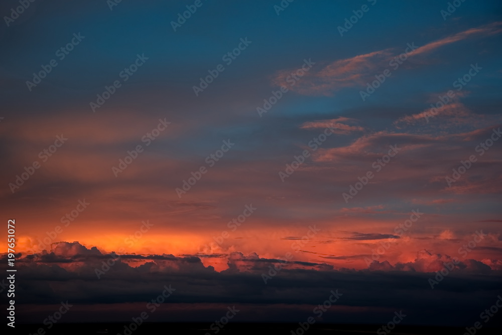 Amazing sky at sunset in Kazakhstan