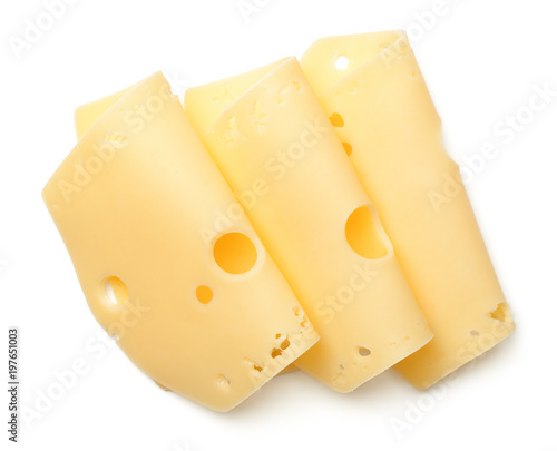 Cheese Slices Isolated on White Background