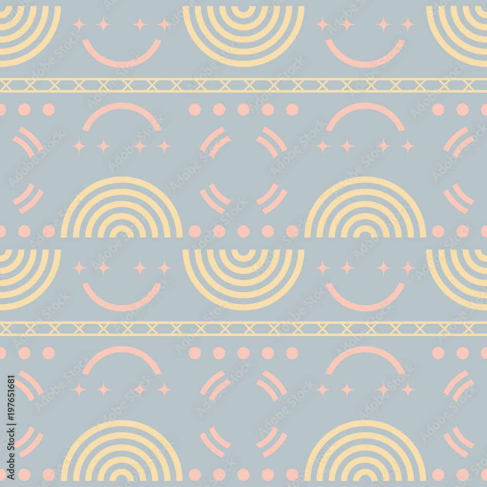 Seamless retro geometric pattern with halved disks Seamless retro geometric pattern with halved disks