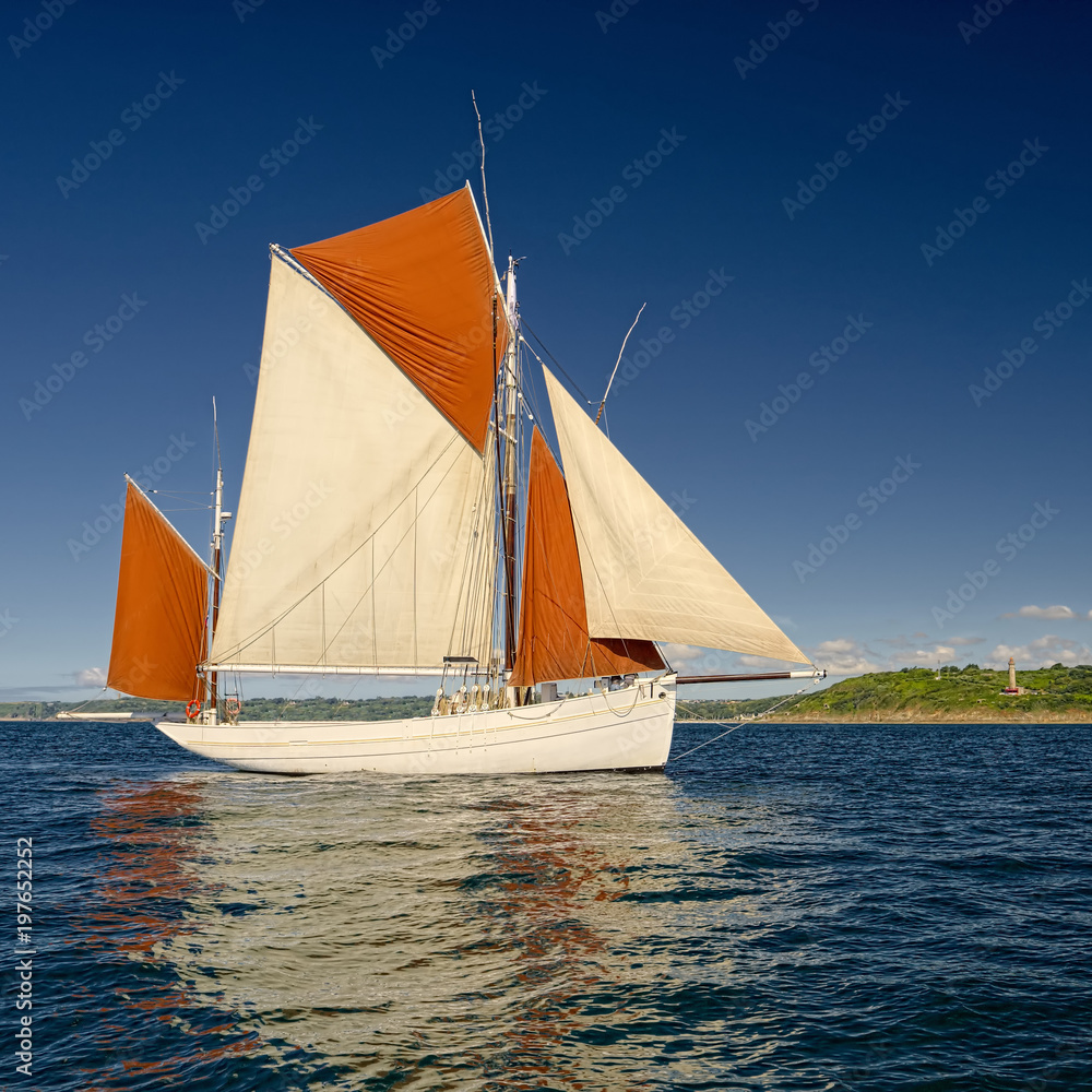 Fototapeta premium Sailing ship in the blue sea. Yachting. Sailing
