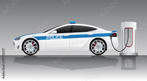 Electric police car. Vector illustration EPS 10
