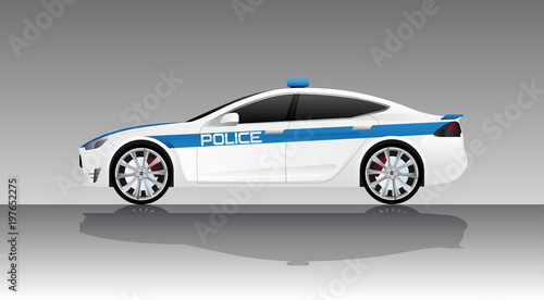 Electric police car. Vector illustration EPS 10
