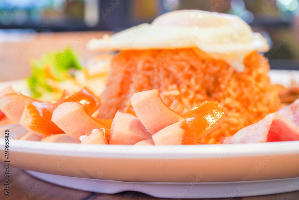 Ready for the delicious. American style breakfast set, fried rice Ready for the delicious. American style breakfast set, fried rice
