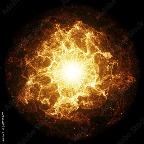 Obraz na plátně Inferno fireball. Abstract burning sphere with glowing flames.