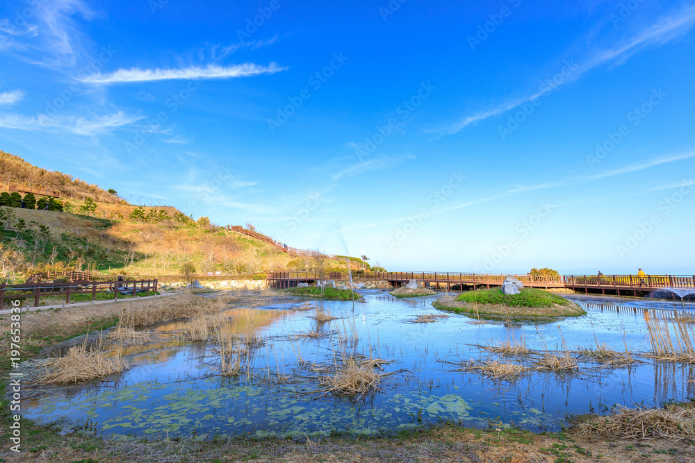 Scenery of Sunrise park near Oryukdo sky walk in Busan city