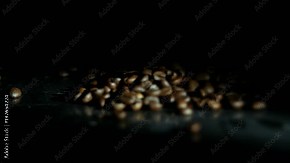 Roasted Coffee Beans Rotate on black background Roasted Coffee Beans Rotate on black background