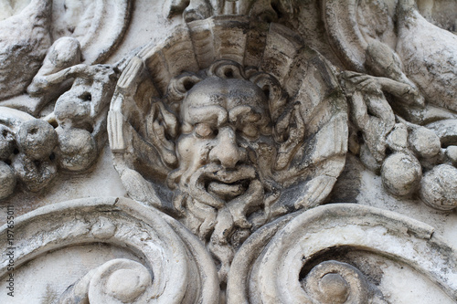 gothic architecture detail of basrelief sculptures