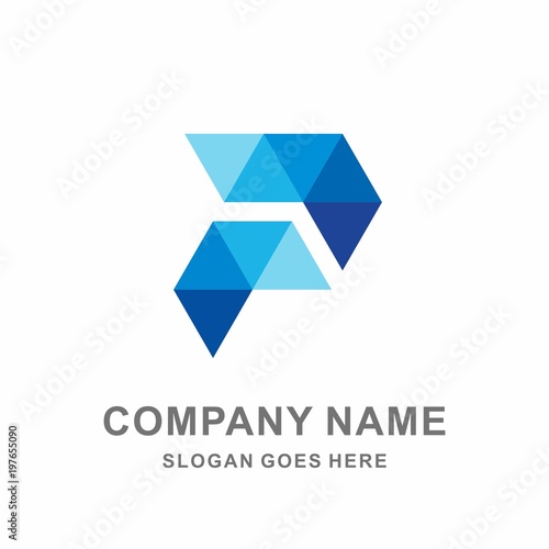 Monogram Letter P Geometric Triangle Digital Technology Computer Business Company Stock Vector Logo Design Template