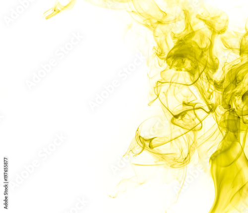 Yellow smoke on white background