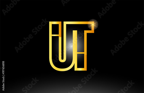 Free Download gold black alphabet letter ut u t logo combination icon design - GFXLoad