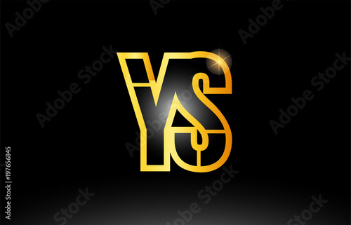 gold black alphabet letter ys y s logo combination icon design