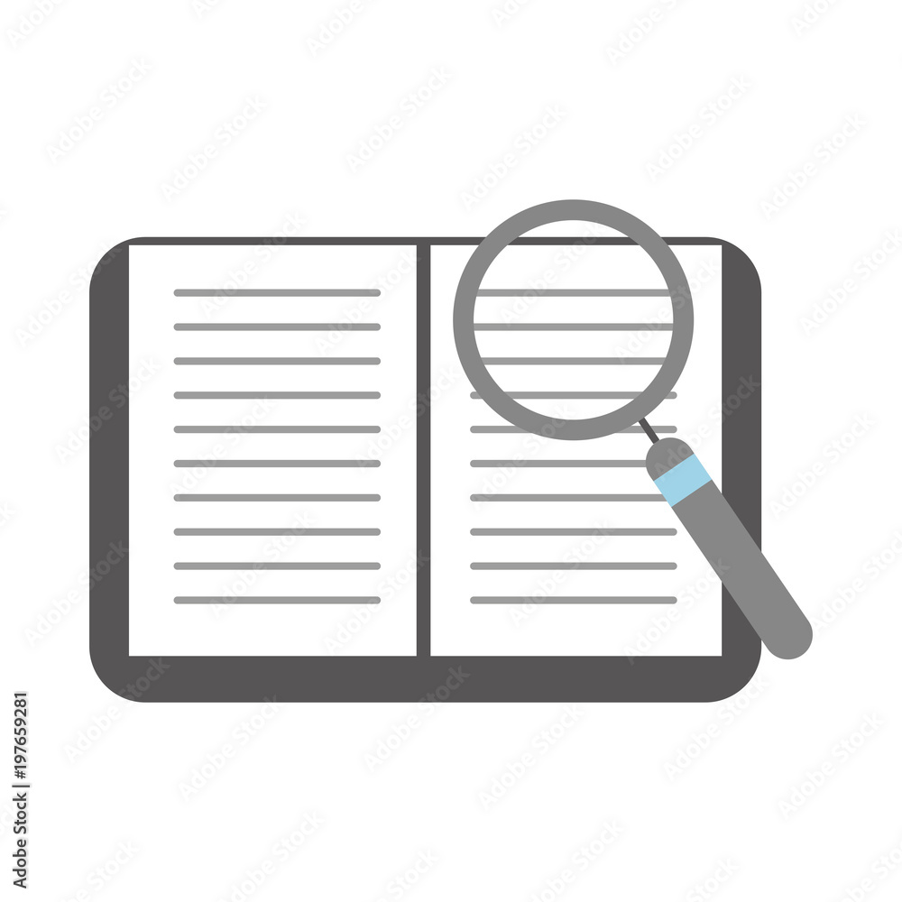 text book with magnifying glass vector illustration design text book with magnifying glass vector illustration design
