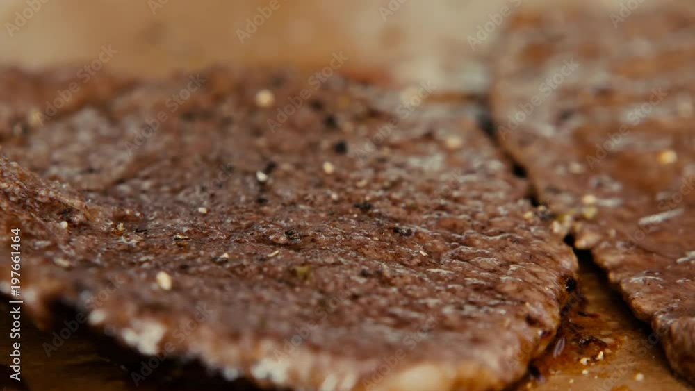 Cooking a juicy slice of steak. Cooking a juicy slice of steak.