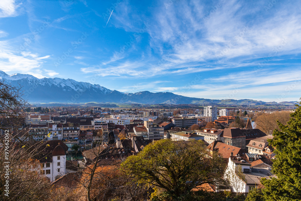Aerial view of the Thun city