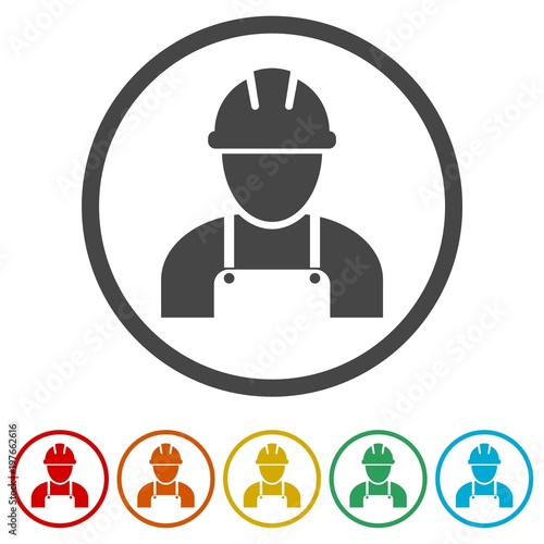 Contractor Icon, Workers icon, 6 Colors Included