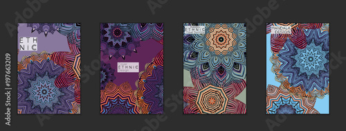 Ethnic banners template with floral Mandala ornament.