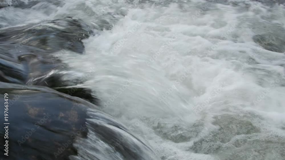 Close up of cold water stream with white and transparent bubbles. Close up of cold water stream with white and transparent bubbles.
