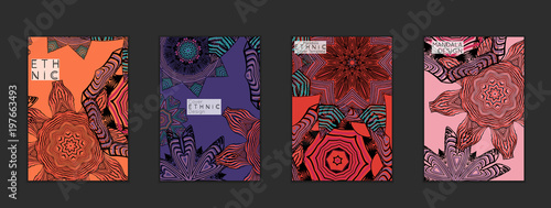 Ethnic banners template with floral Mandala ornament.