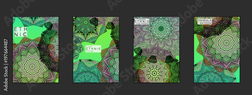 Ethnic banners template with floral Mandala ornament.
