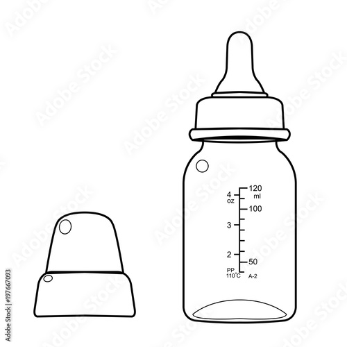 Feeding Bottle or Baby bottle for infants and young children vector illustration
