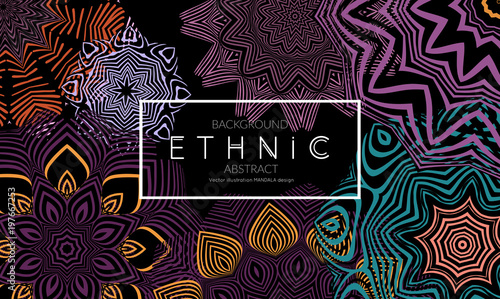 Ethnic banners template with floral Mandala ornament.
