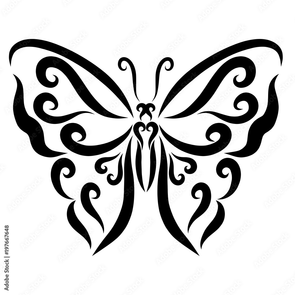 Butterfly with a pattern, smooth lines and curls Butterfly with a pattern, smooth lines and curls