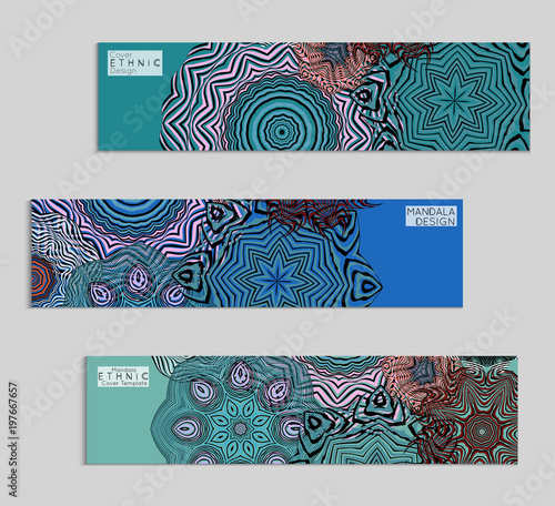 Ethnic banners template with floral Mandala ornament.