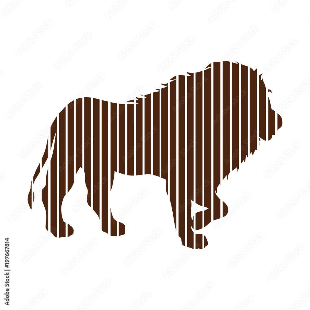 A young strong lion drawn in straight lines A young strong lion drawn in straight lines