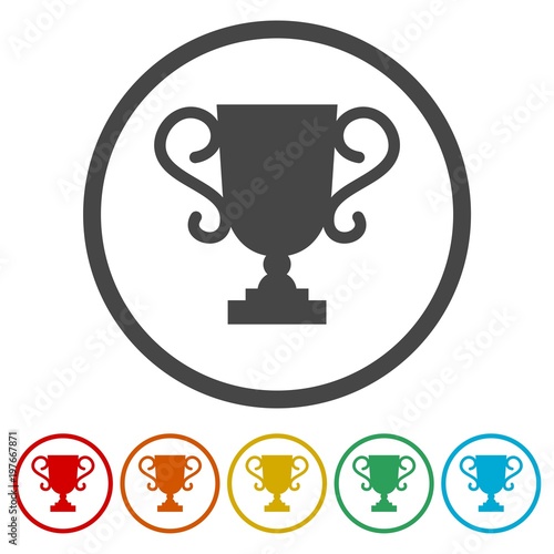 Trophy sign icon  Trophy cup  award  vector icon  6 Colors Included