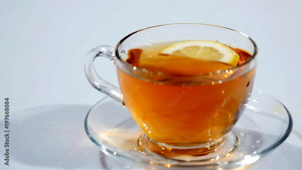 Breakfast, brewed tea. Tea bag in the Cup with hot water Breakfast, brewed tea. Tea bag in the Cup with hot water