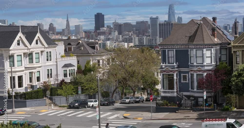 San Francisco Victorian Architecture with a Panoramic City View. San Francisco Victorian Architecture with a Panoramic City View.