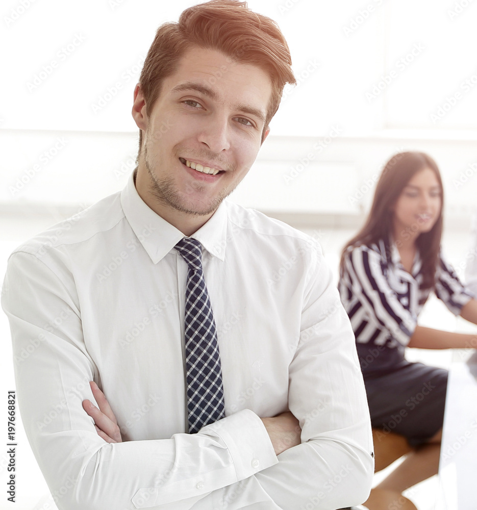 successful businessman on background of office. successful businessman on background of office.