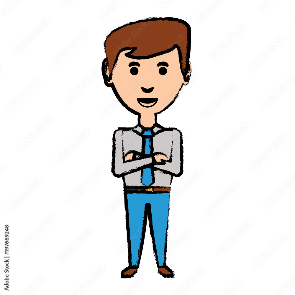 cartoon businessman icon over white background, vector illustration