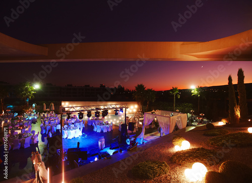 Concert frame on wedding celebration luxury restaurant