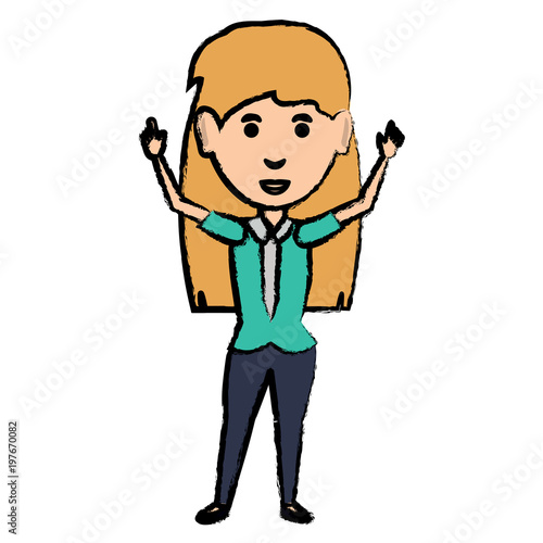 cartoon businesswoman standing icon over white background, vector illustration