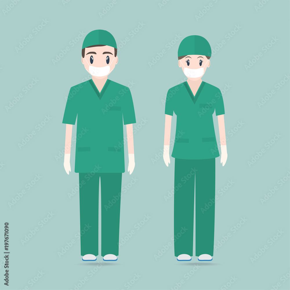 Doctor and Nurse illustration icon. Medical concept