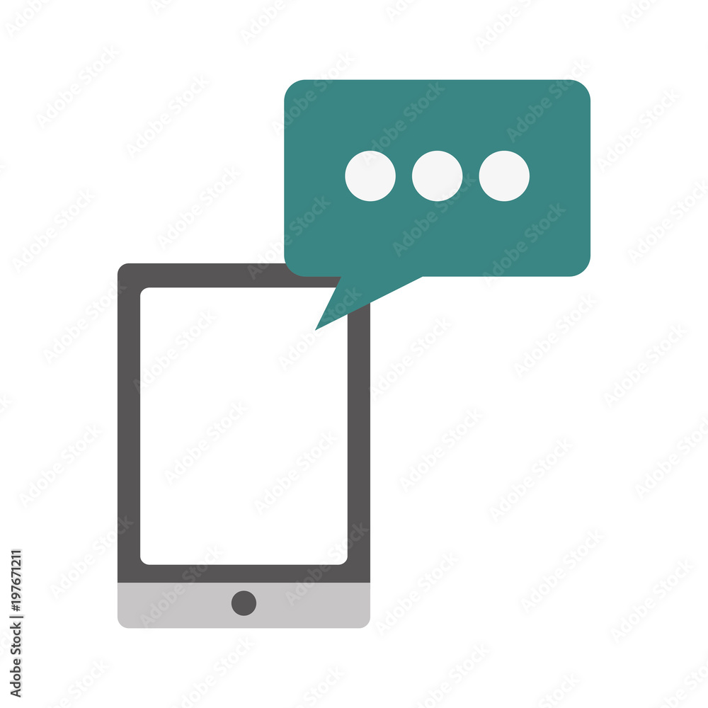 smartphone device digital and speech bubble vector illustration smartphone device digital and speech bubble vector illustration