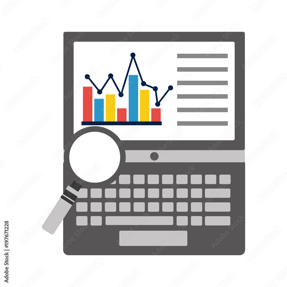 laptop with statistic diagram on screen analysis vector illustration laptop with statistic diagram on screen analysis vector illustration