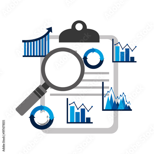 business clipboard analysis diagram graphs economy financial  vector illustration