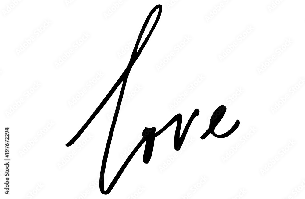 Love. Handwritten text. Modern calligraphy. Isolated on white Love. Handwritten text. Modern calligraphy. Isolated on white