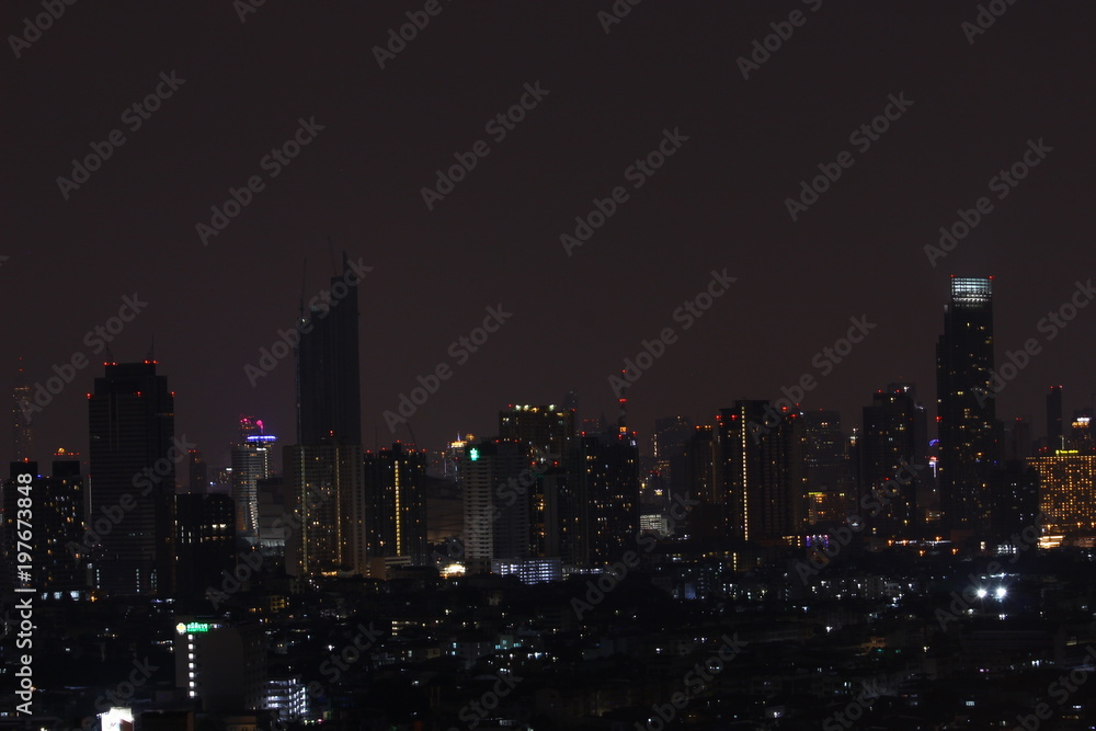 Fototapeta premium View of Bangkok City At night Thailand March 23, 2018