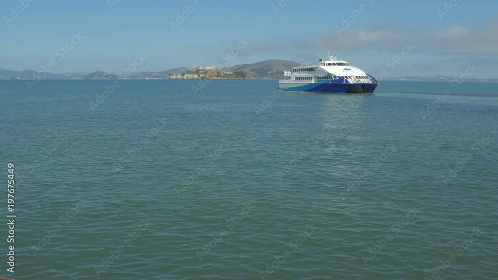 Alcatraz Island and a boat Alcatraz Island and a boat