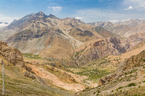 Breathtaking vews form the hill in Tajikistan mountains