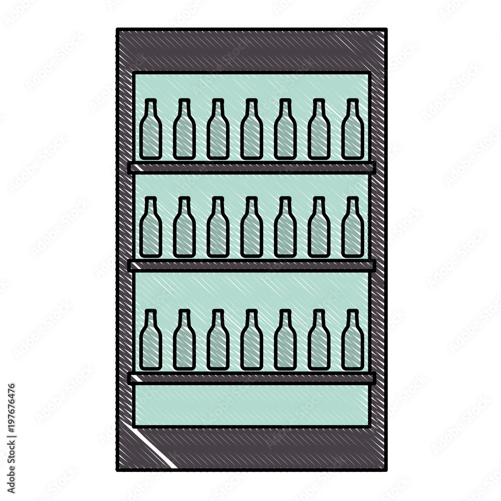 fridge with bottles drink beverages vector illustration fridge with bottles drink beverages vector illustration