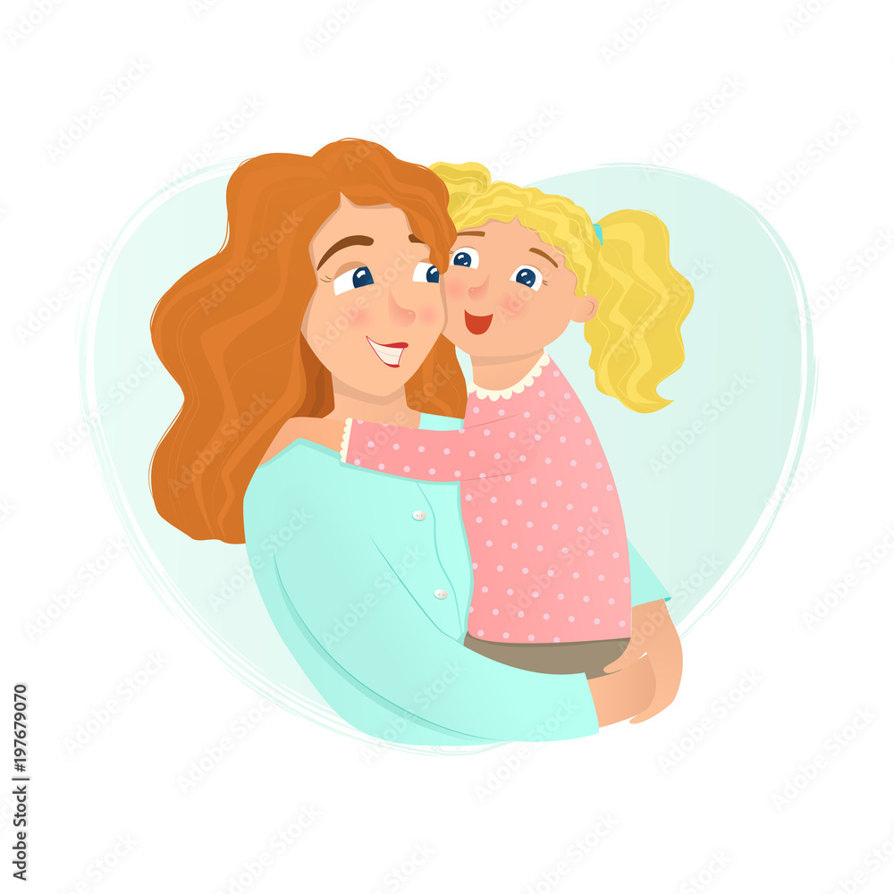 Mother and daughter hugging. Vector illustration. Mother and daughter hugging. Vector illustration.