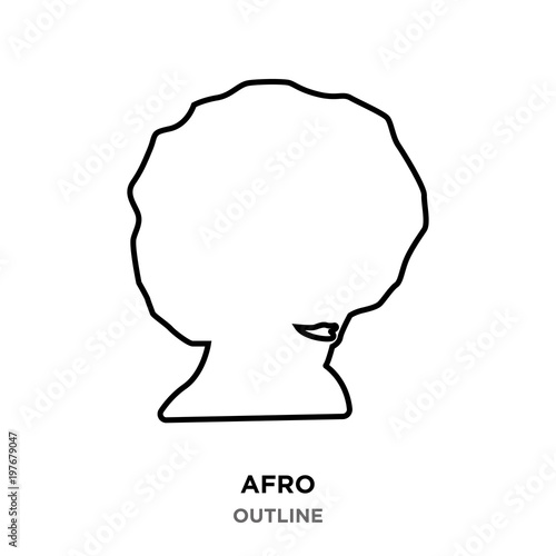 afro outline on white background,from profile