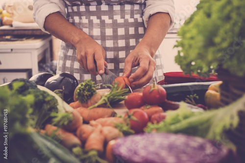 cutting vegetables at home