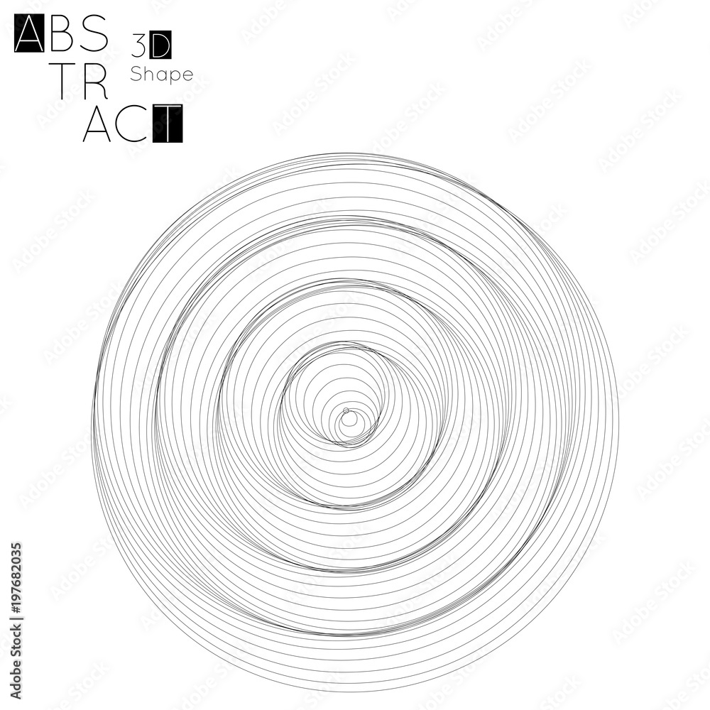 Fototapeta premium Abstract 3D wireframe geometric shape isolated on white background Circle wave on grid
