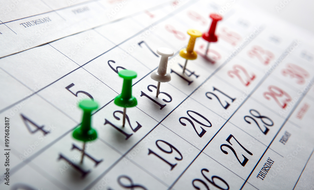 large wall calendar with colored needles large wall calendar with colored needles